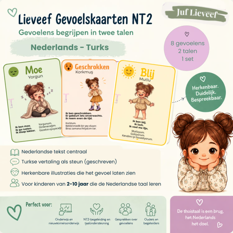 NT2 Gevoelskaarten | Nederlands - Turks | 8 Kerngevoelens | 2-10 jaar